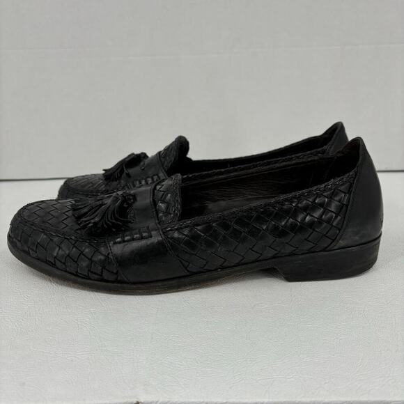 Bragano‎ Kiltie Tassel Loafer Dress Shoe Men\'s Size 11 Woven Black Leather Italy main image 5